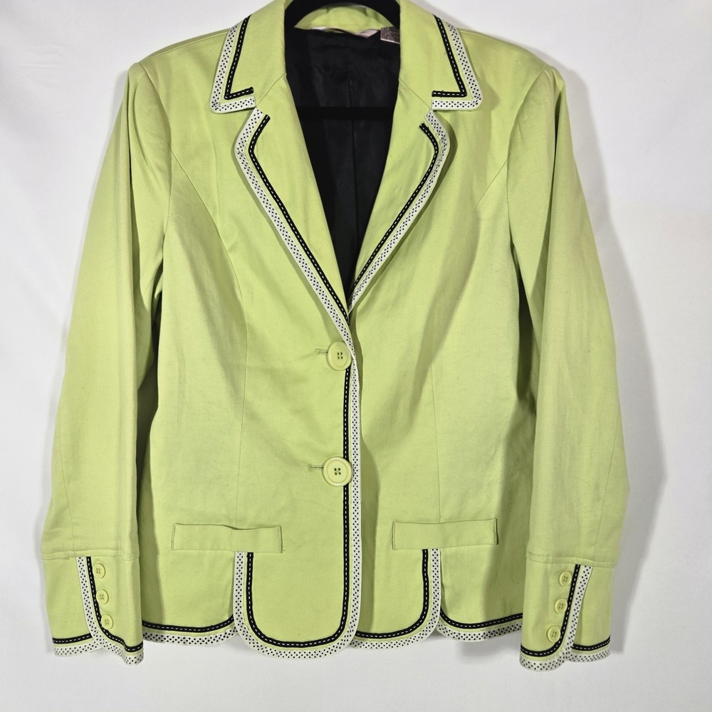 Vintage 90s Friends Light Green Jacket | Cotton Blend | Women's Size 12